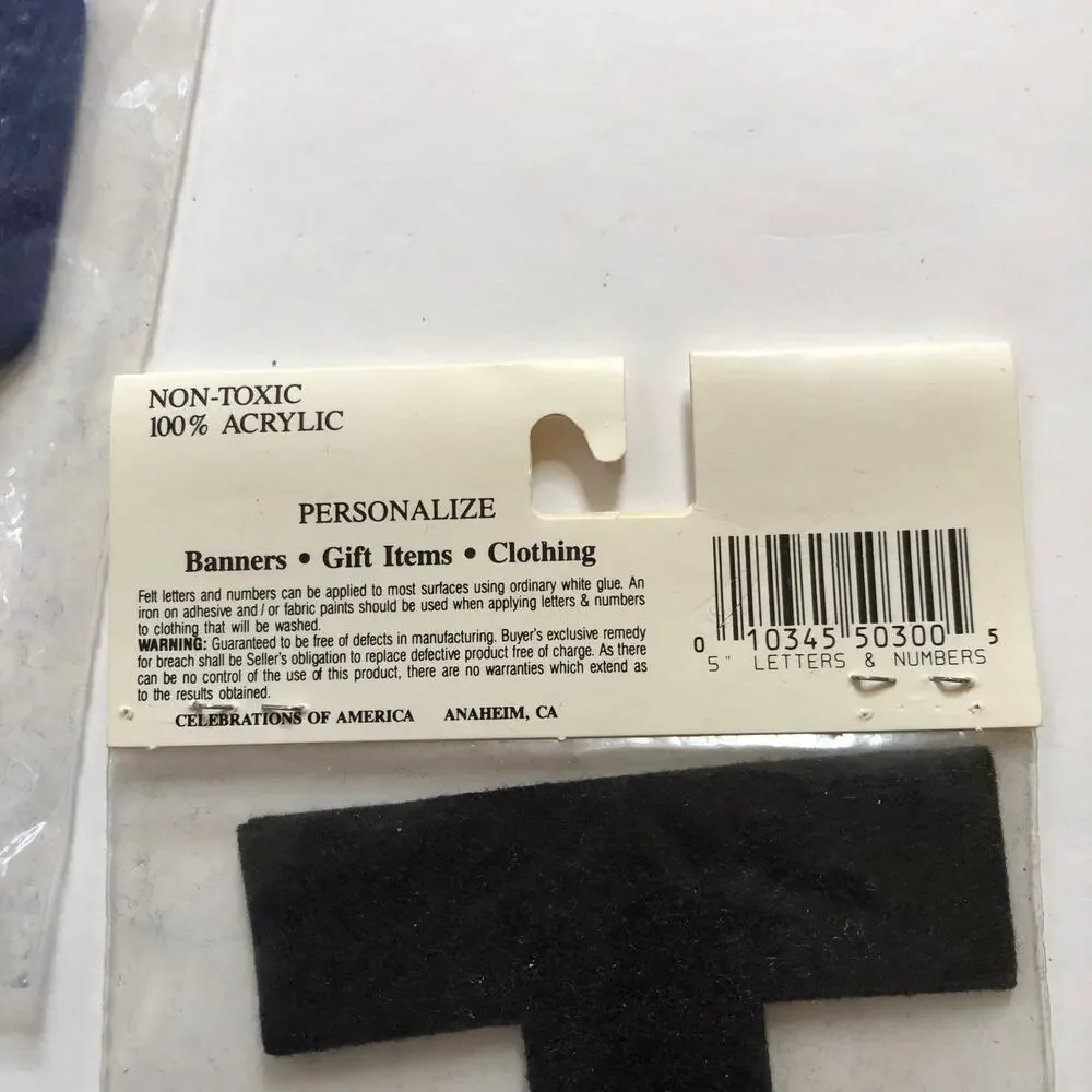 Felt Letters 19 2-packs 5 Inch Craft Sew On Patch Black Name Sports A D E H M T